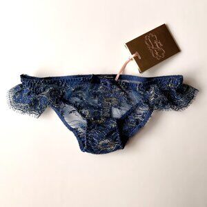 Agent Provocateur Soiree KIERA Blue/Gold Lace Brief Size 2